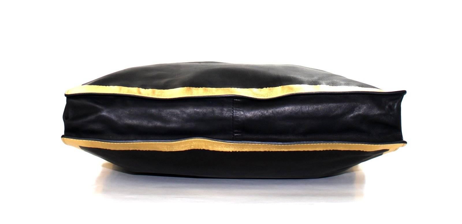 Women's Bottega Veneta Black and Gold Leather Tote Bag