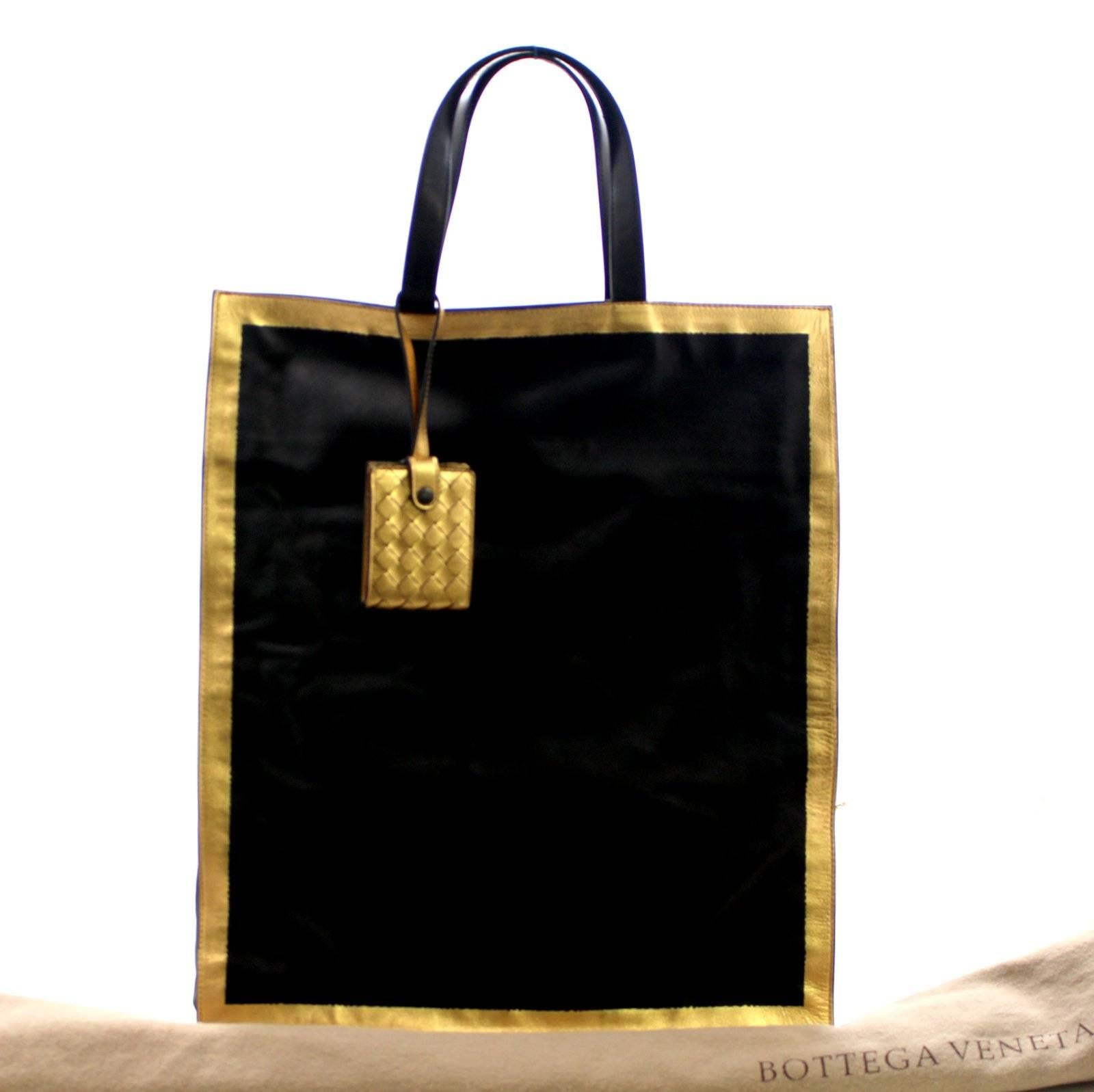 Bottega Veneta Black and Gold Leather Tote Bag 4