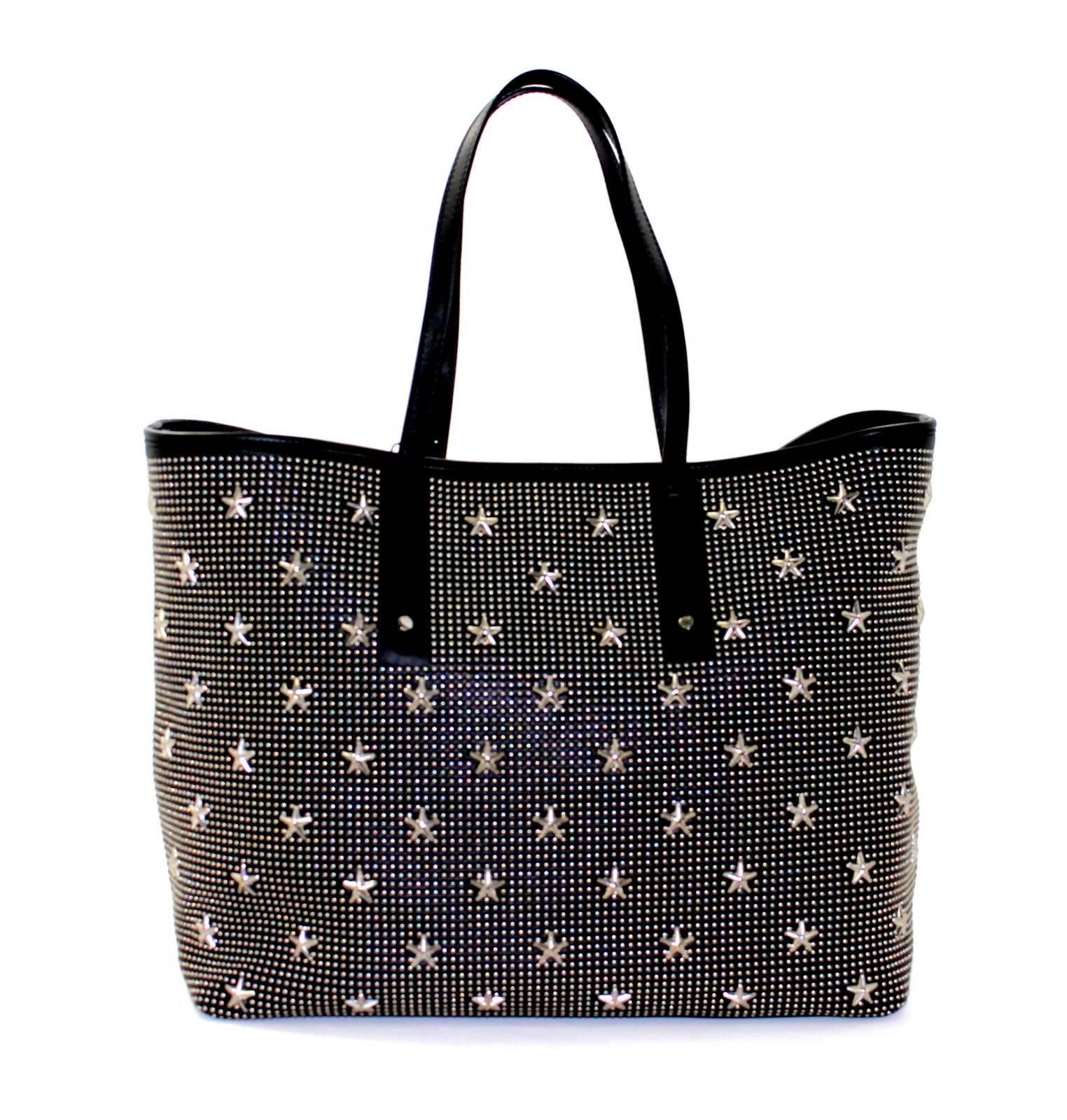 Women's Jimmy Choo Black Leather Star Stud Tote- Sasha