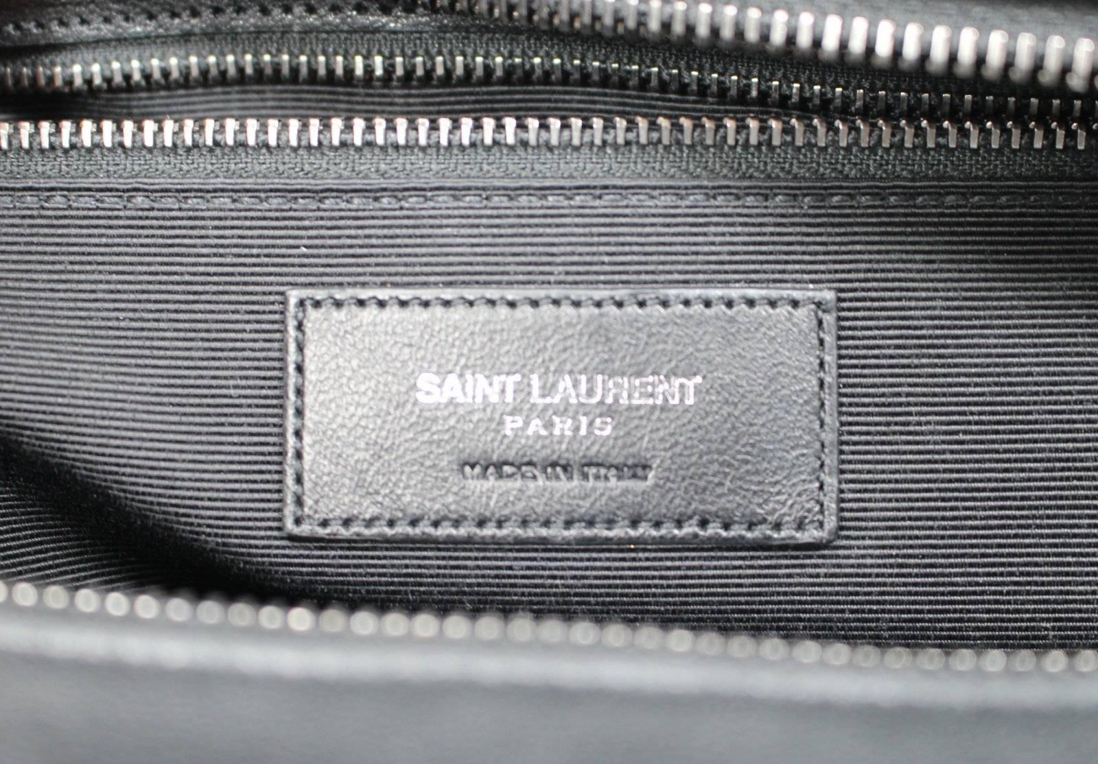 Saint Laurent Monogramme Tote- Black Leather with Silver 4