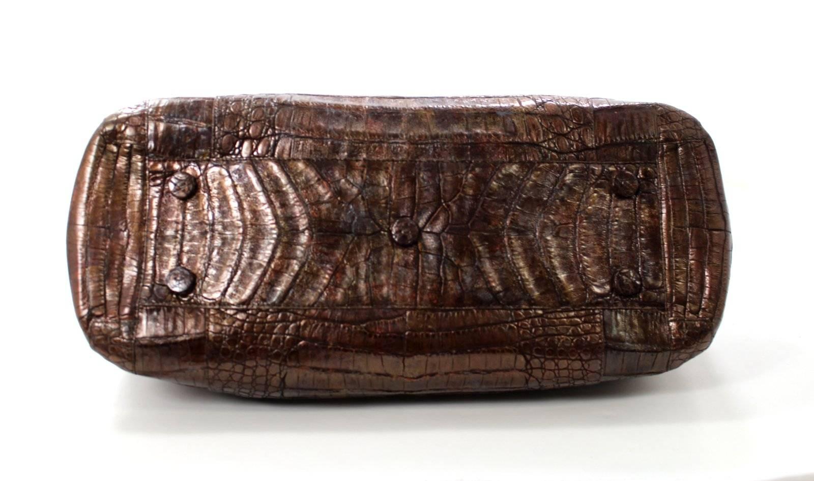 Nancy Gonzalez Bronze Crocodile Skin Large Satchel In New Condition In New York City & Hamptons, NY