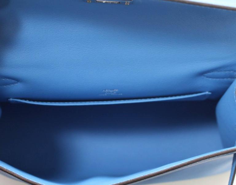 Hermes Kelly Cut Pochette- Blue Paradise Swift Leather, PHW For Sale at ...