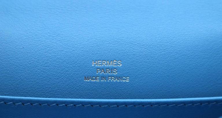 Hermes Kelly Cut Pochette- Blue Paradise Swift Leather, PHW For Sale at ...