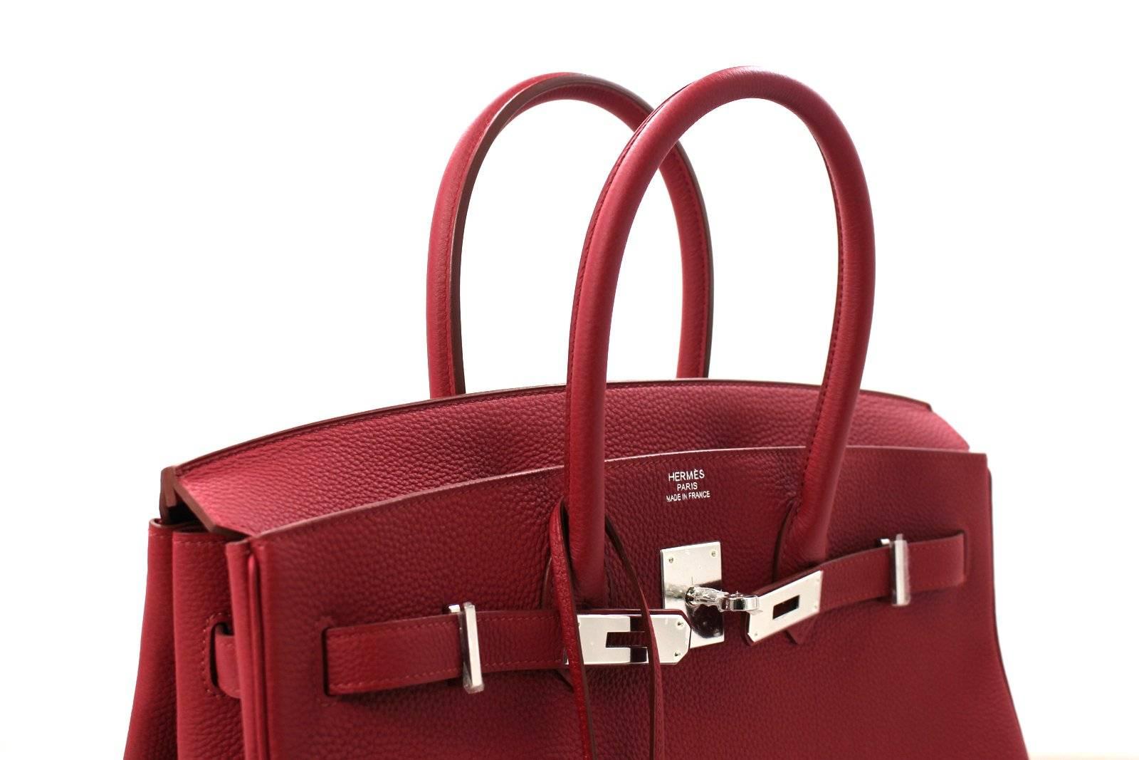 Hermès Rubis Togo Birkin Bag- 35 cm, PHW Ruby Red In New Condition In New York City & Hamptons, NY