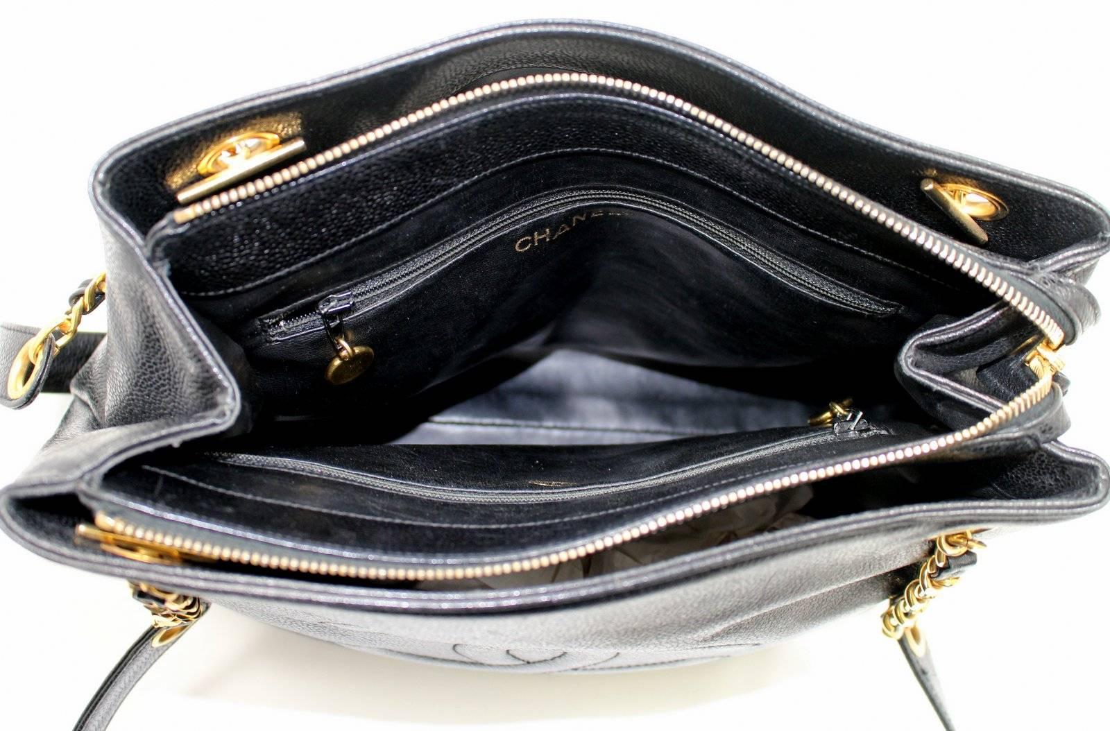 Chanel Black Caviar Leather Shoulder Bag- Large, GHW 4