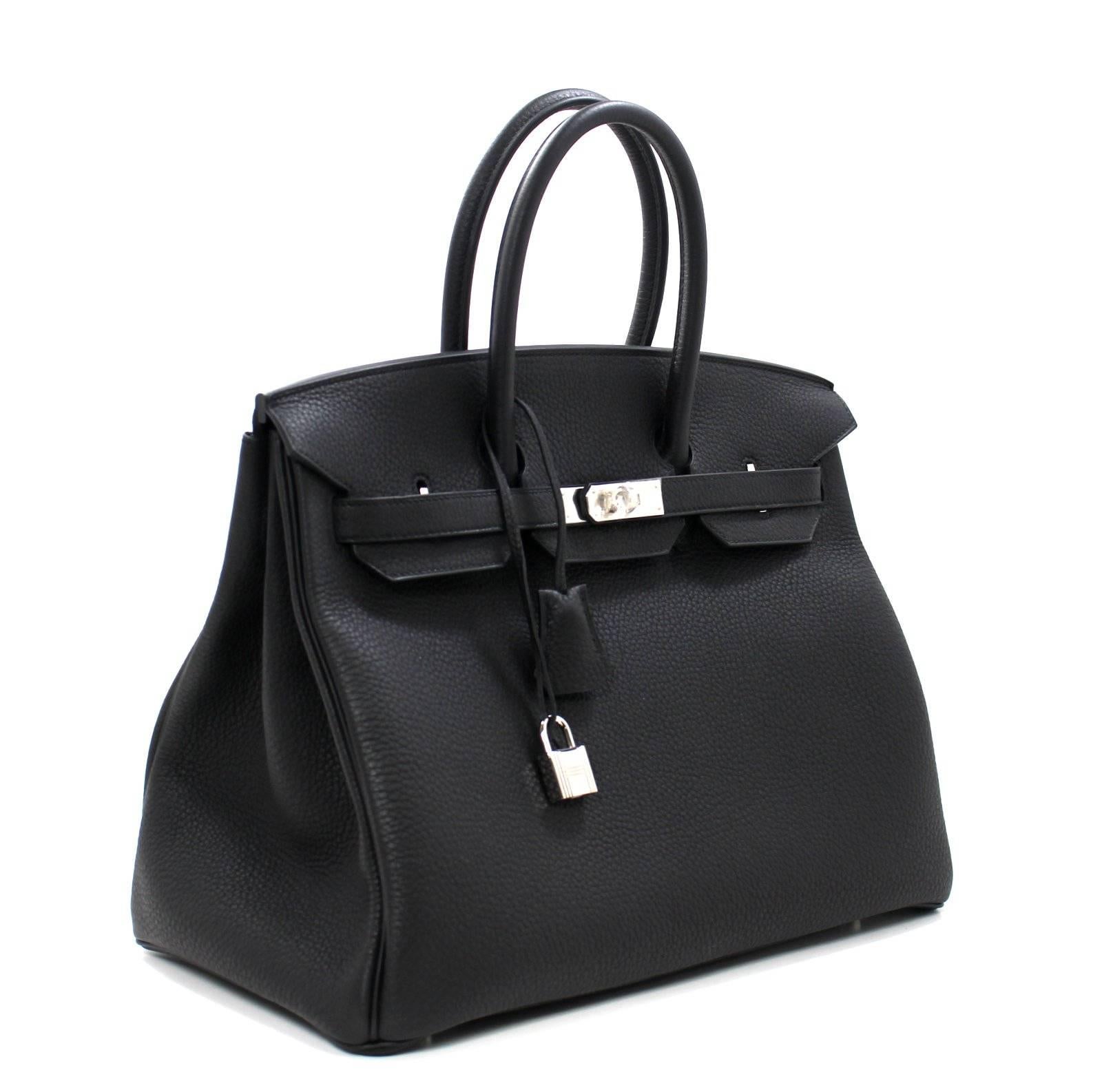 Hermès Black Togo Leather Birkin Bag- PHW, 35 cm size In New Condition In New York City & Hamptons, NY