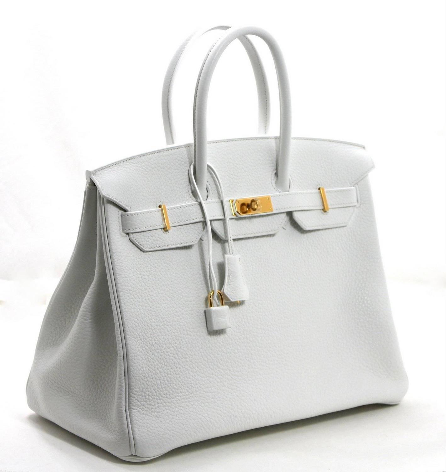 hermes mens wallet - Herms WHITE Clemence Birkin Bag- 35 cm with GHW, T stamp For Sale ...