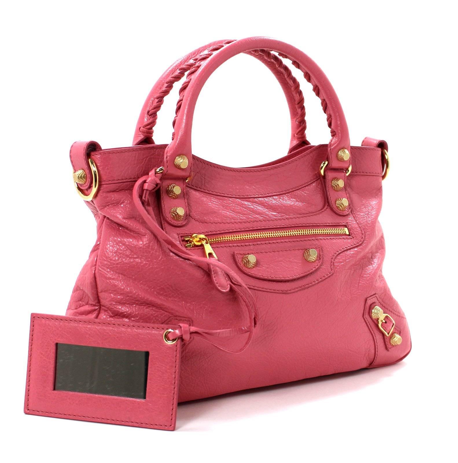 Balenciaga PINK Lambskin Arena Giant 12 Town Bag with Gold Hardware- NEW; retail $1,895.00 plus taxes
The iconic Balenciaga silhouette is recreated each season in exciting new and classic colors.  The brighter hues are always the most sought after