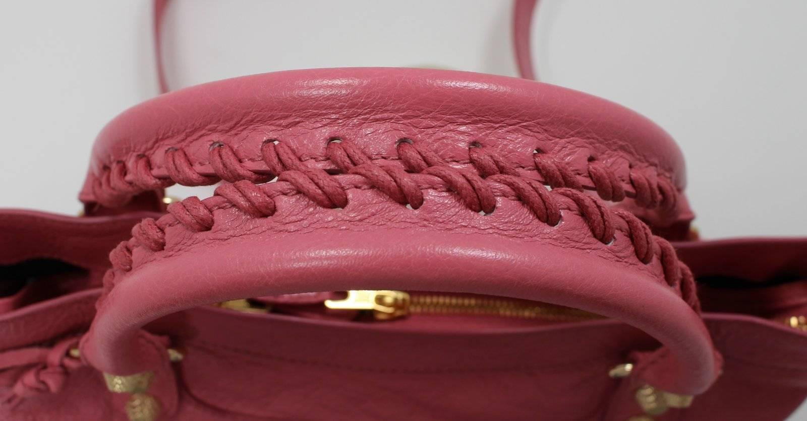 Women's Balenciaga Pink Lambskin Arena Giant 12 Town Bag For Sale