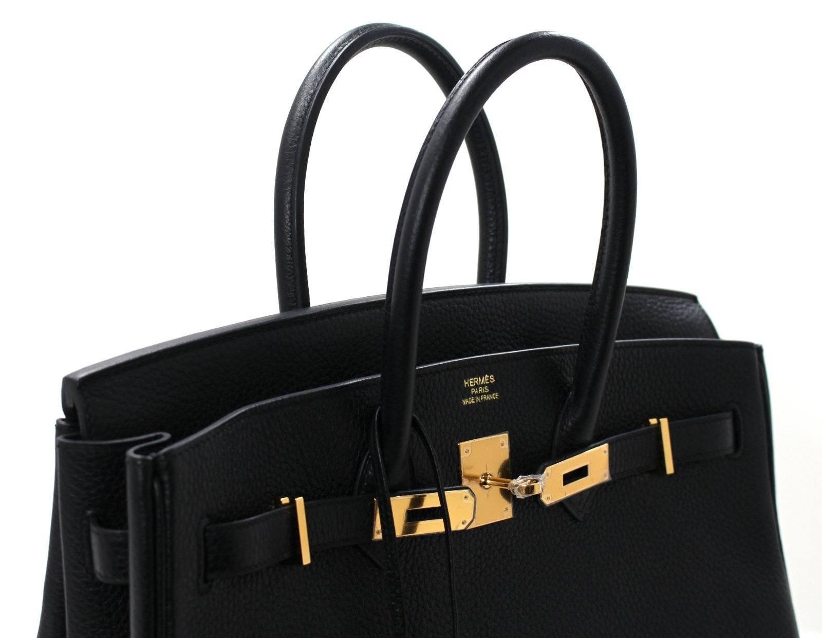 Hermès 35 cm Birkin Bag in BLACK Togo Leather with Gold In New Condition In New York City & Hamptons, NY
