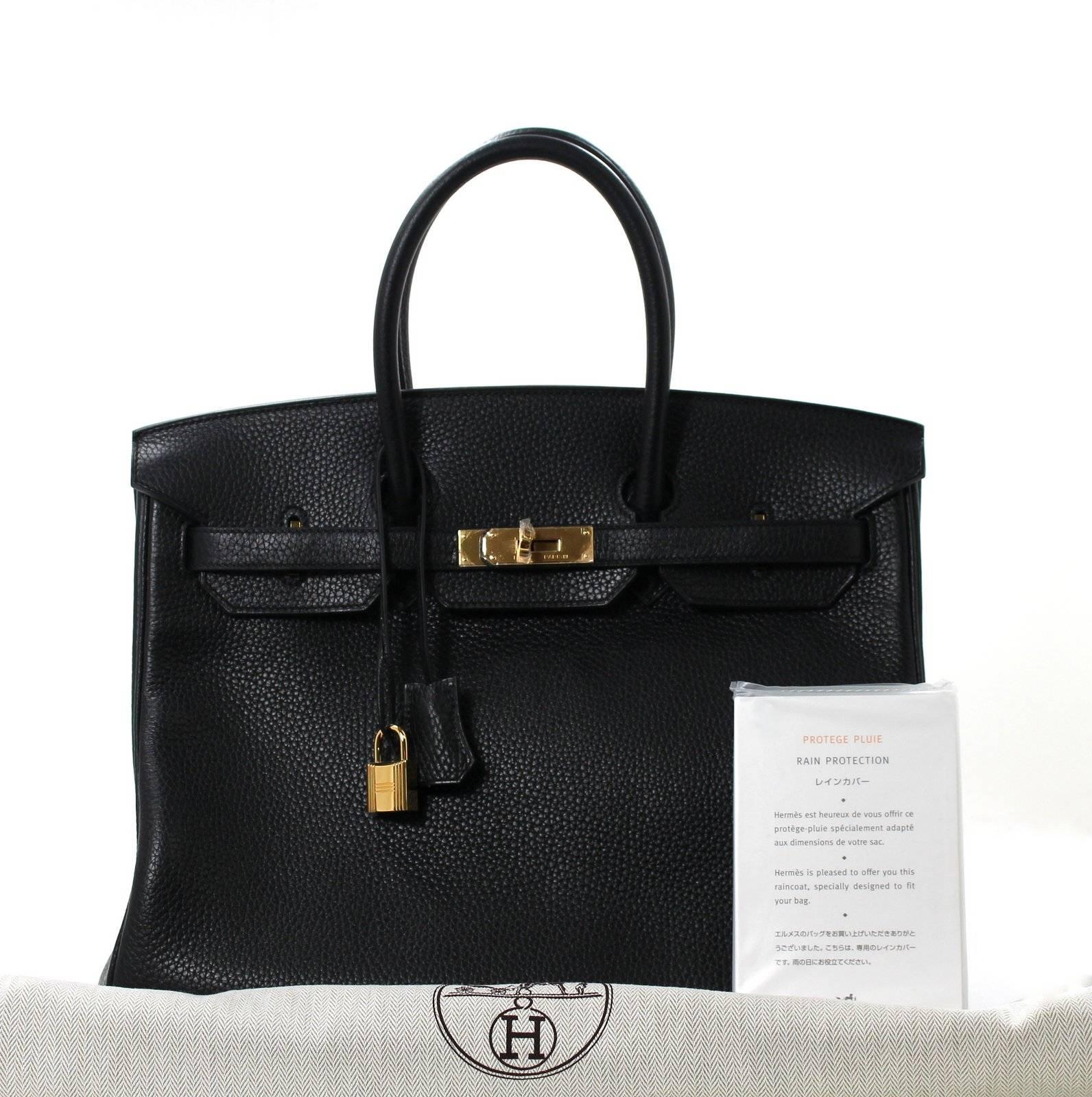Hermès 35 cm Birkin Bag in BLACK Togo Leather with Gold 4