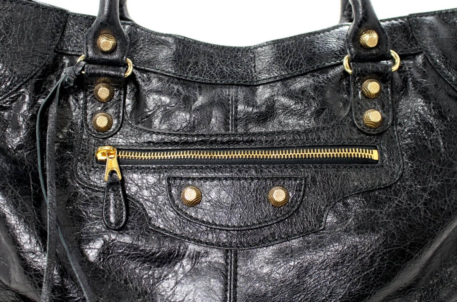 Balenciaga Black Wrinkled Lambskin Giant Monday Tote- GHW 1