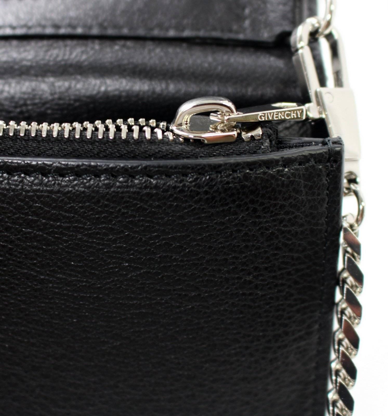Givenchy Black Goat Leather Pandora Chain Wallet Bag 2