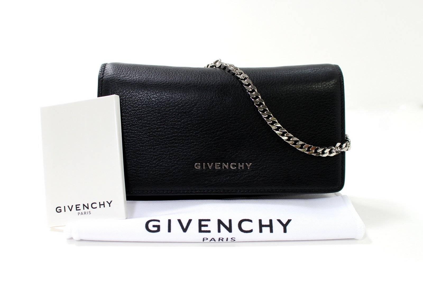Givenchy Black Goat Leather Pandora Chain Wallet Bag 5