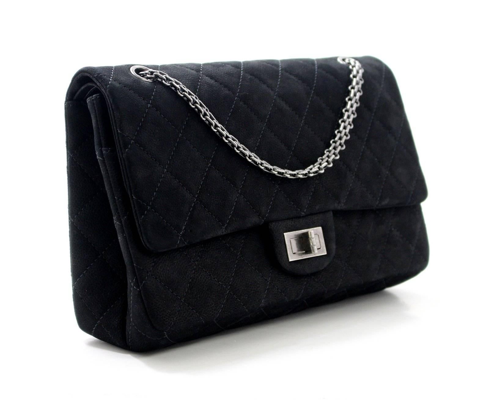 Chanel Black Leather 2.55 Double Flap Bag In New Condition In New York City & Hamptons, NY
