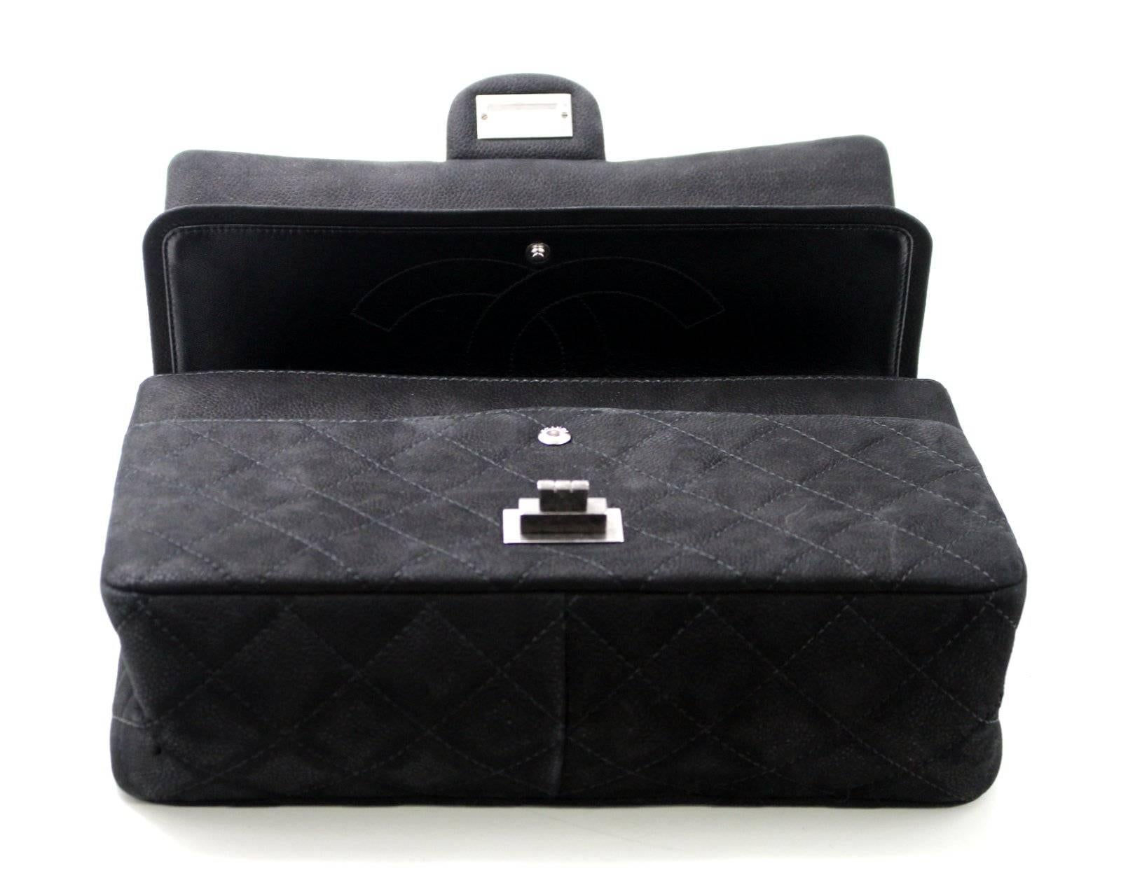 Chanel Black Leather 2.55 Double Flap Bag 1