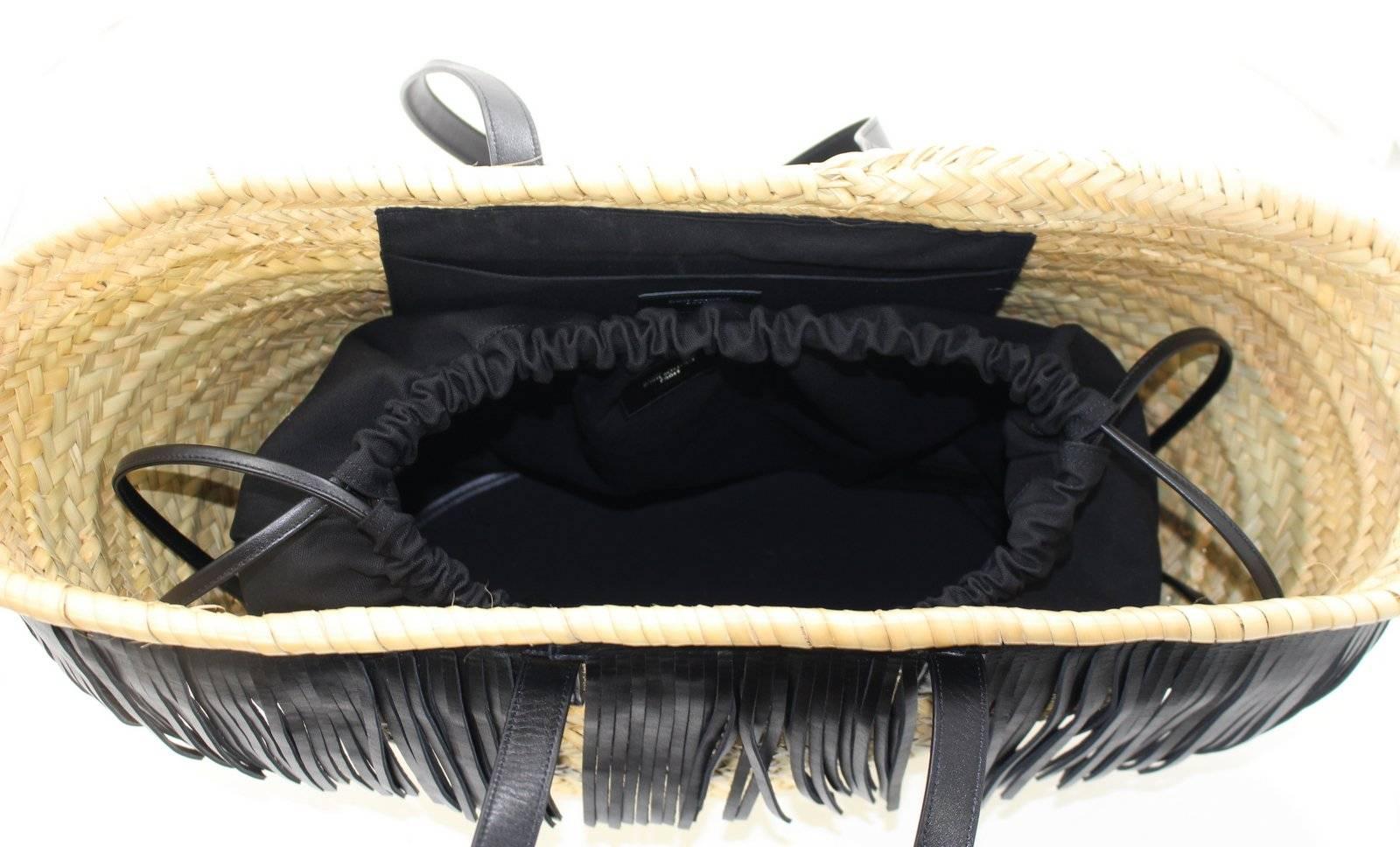 saint laurent medium panier straw tote