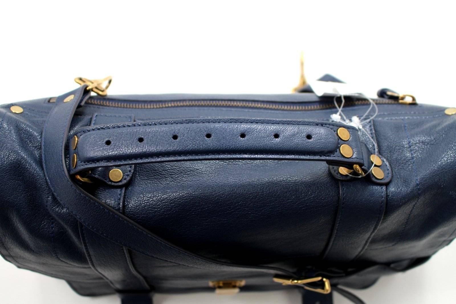 Black Proenza Schouler PS1 Large Lux Messenger Bag- Midnight Blue Leather