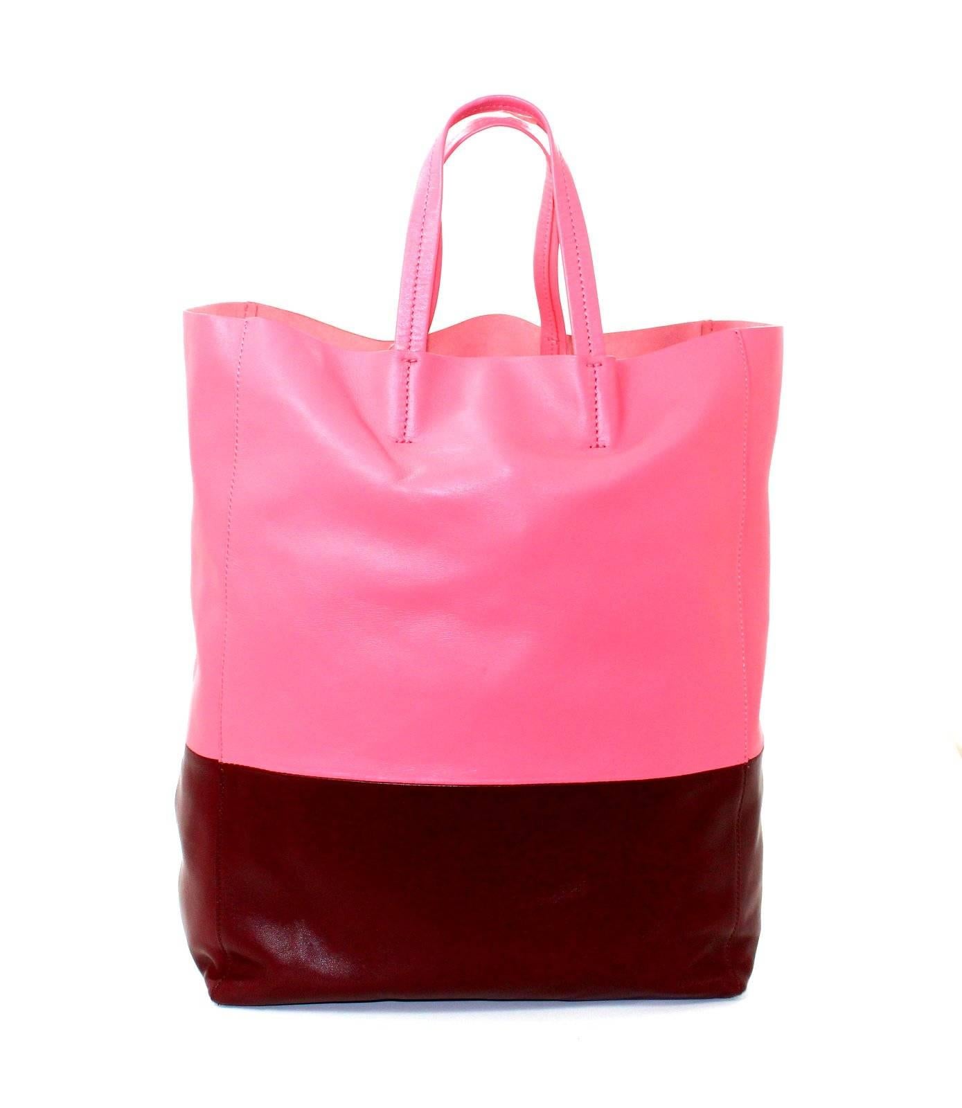 Celine Pink Lambskin Vertical Cabas Tote In New Condition In New York City & Hamptons, NY