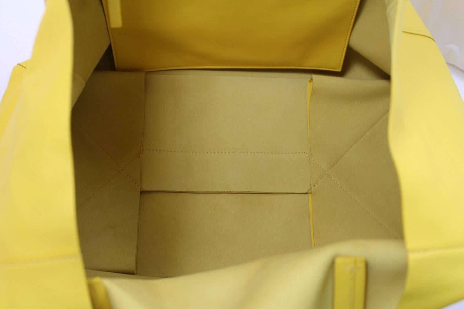 Women's Celine Yellow Cabas Tote Bag- Sun Lambskin