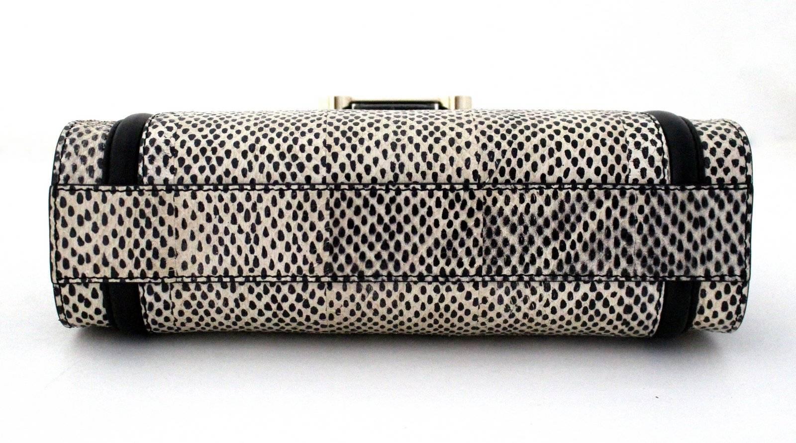 Jason Wu Daphne Water Snake Clutch with Black Leather In New Condition For Sale In New York City & Hamptons, NY