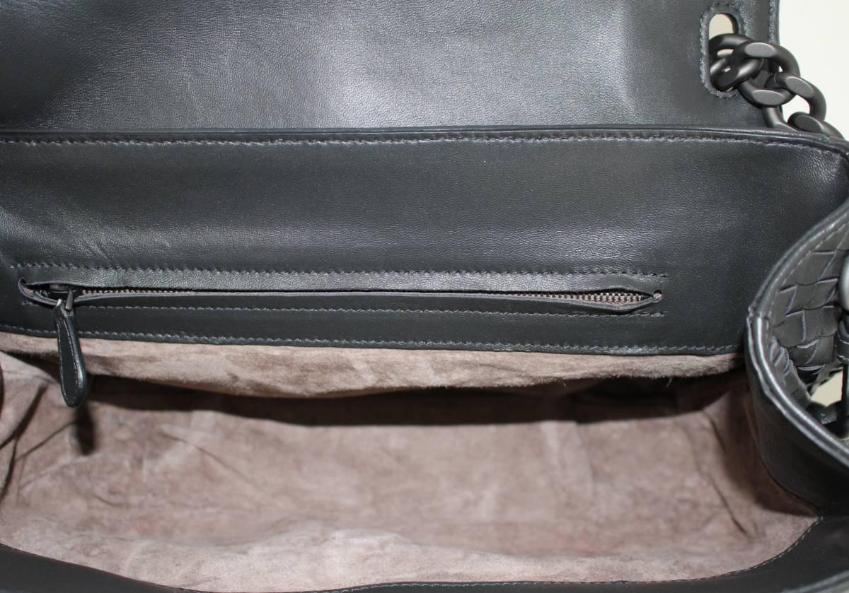 Bottega Veneta Ardoise Nappa Rialto Flap Shoulder Bag- Dark Grey In Excellent Condition For Sale In New York City & Hamptons, NY