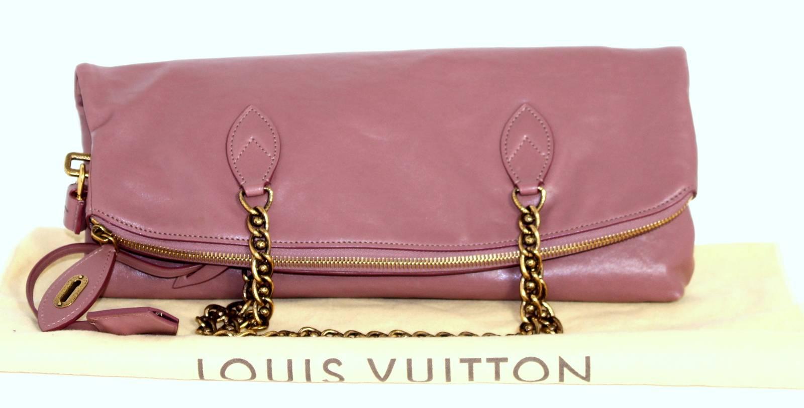 Louis Vuitton Rose Boudoir Leather Lockit Chain Bag 4