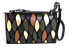 Salvatore Ferragamo Black Leather Leaf Motif Flap Bag- Fall 2016
