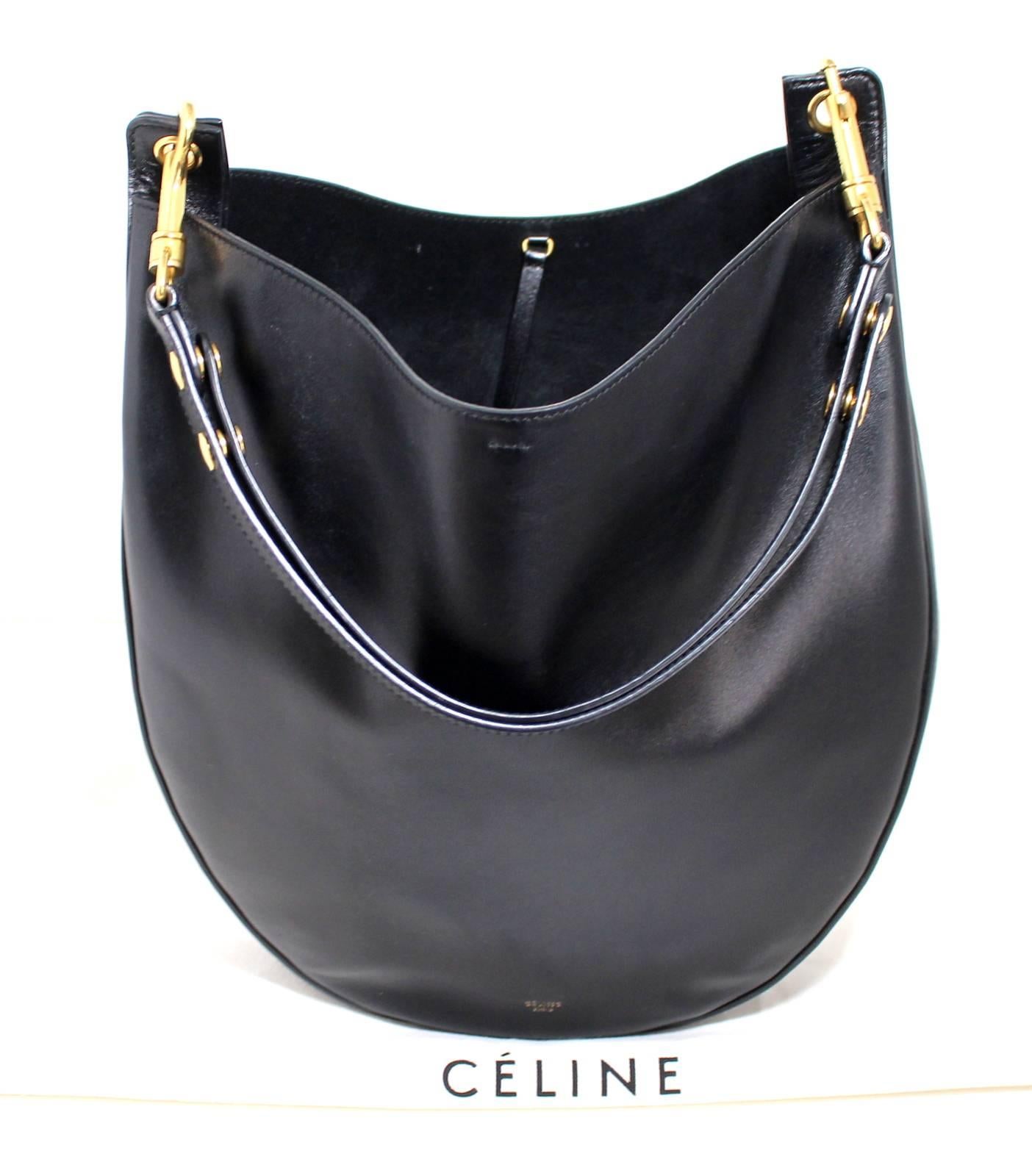 Celine Black Smooth Leather Medium Hobo 4