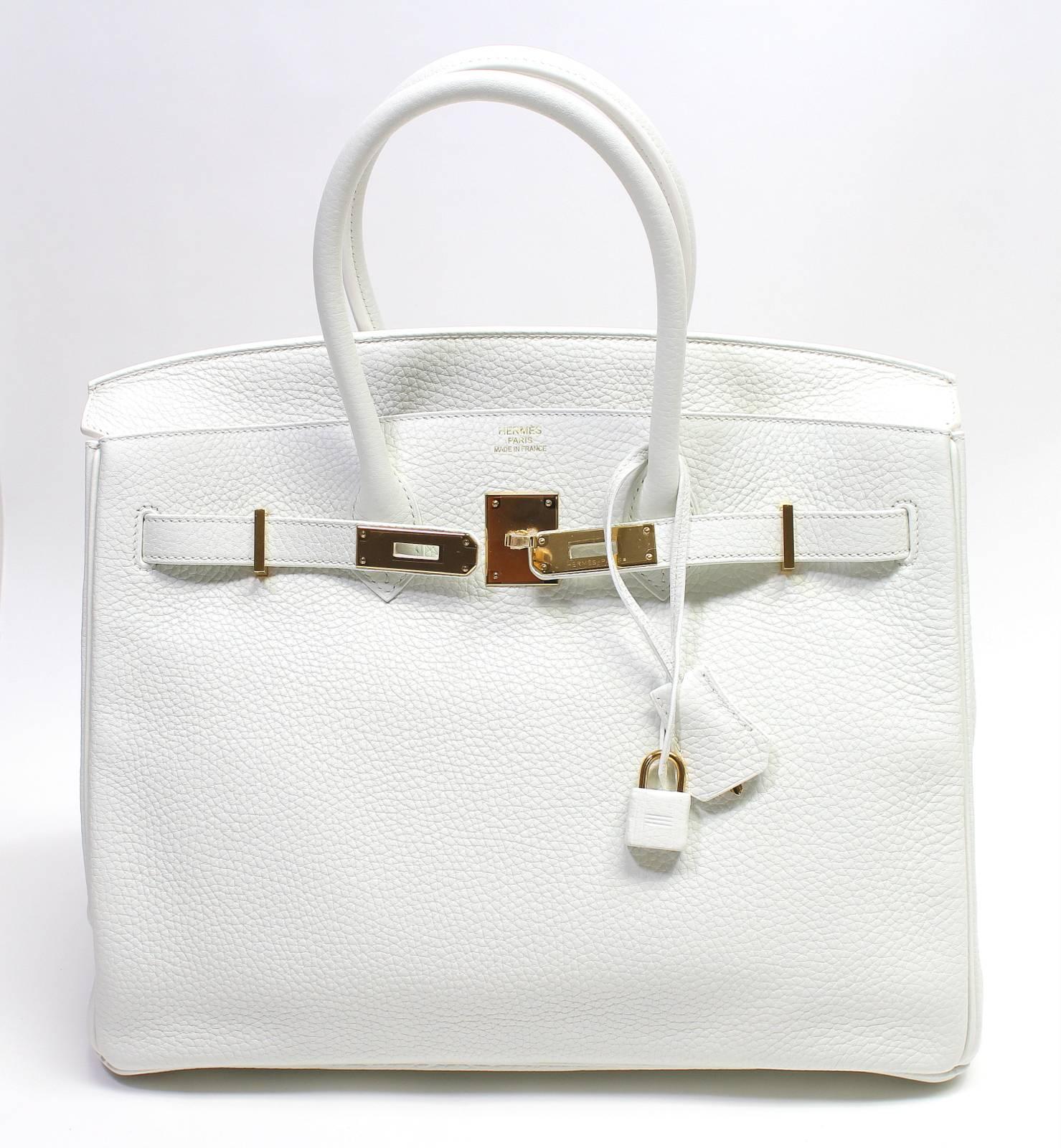 Hermès White Clemence 35cm  Birkin with Twlly and Rodeo Charm In New Condition In New York City & Hamptons, NY
