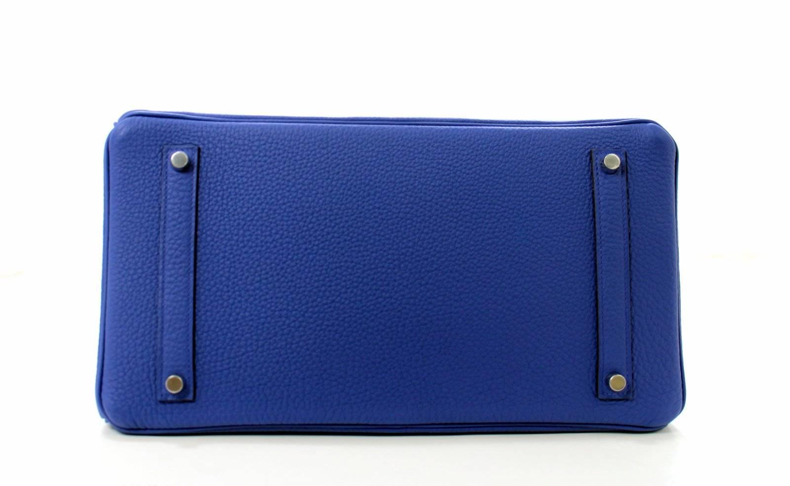 Hermès  Blue Electrique Togo Birkin Bag- 35cm with PHW For Sale 1