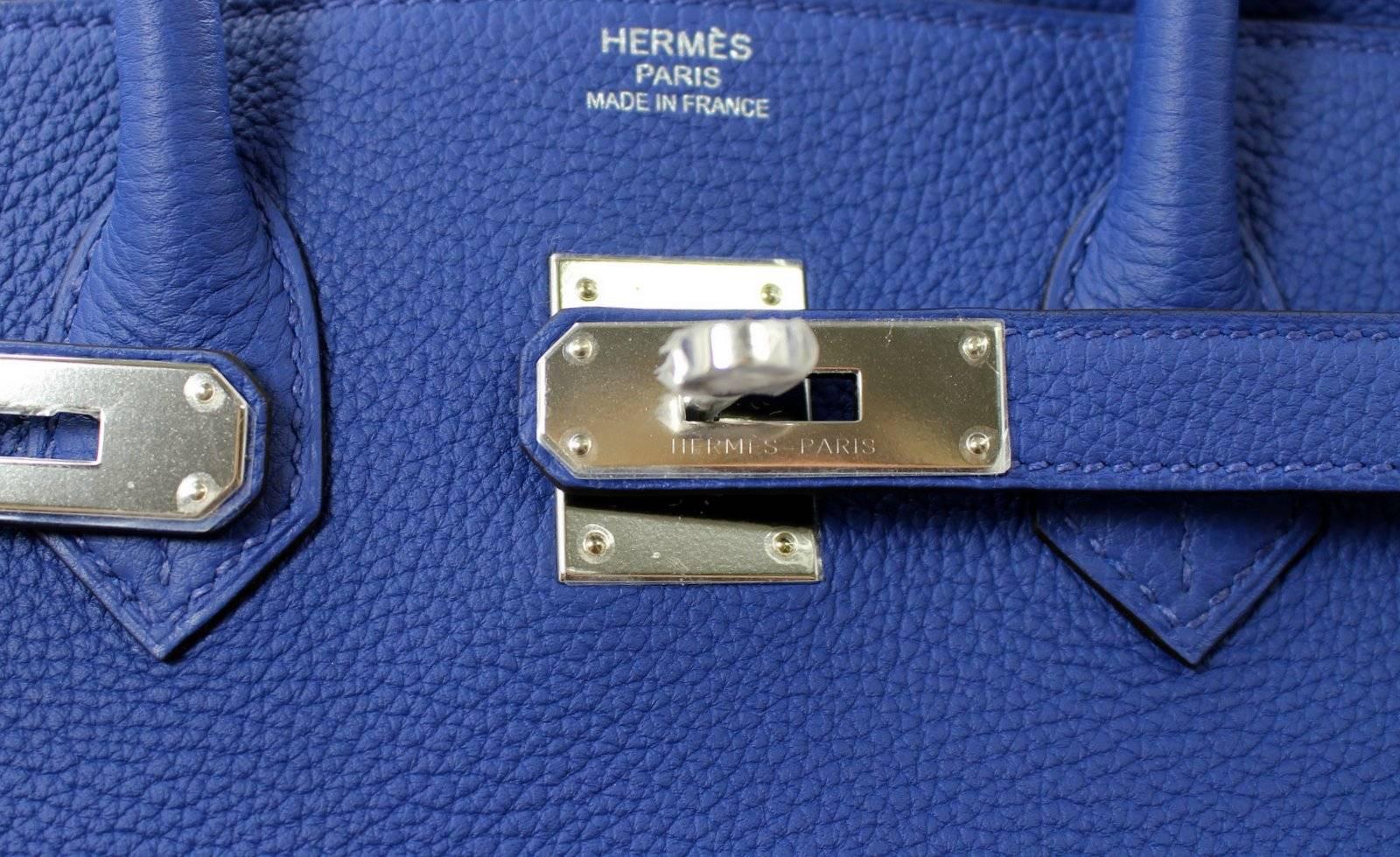 Hermès  Blue Electrique Togo Birkin Bag- 35cm with PHW For Sale 3