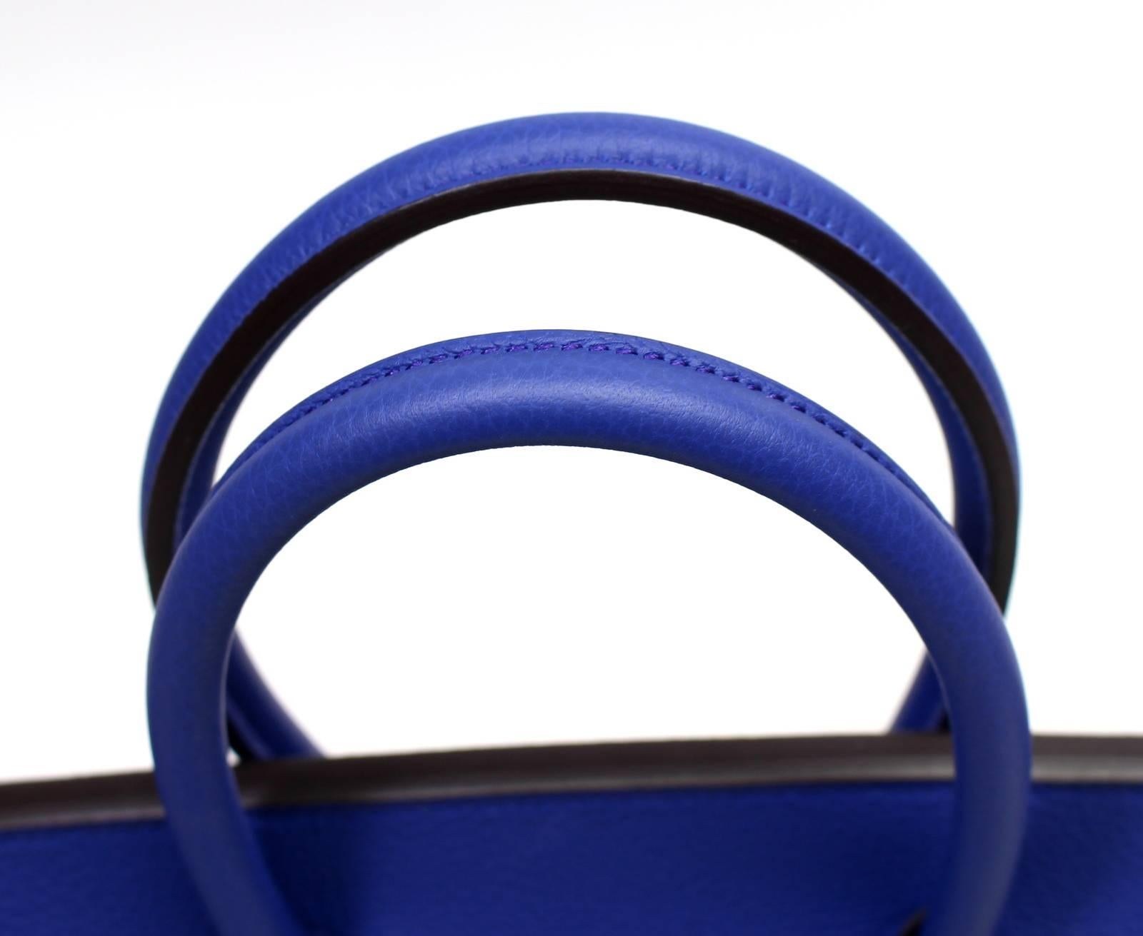 Hermès  Blue Electrique Togo Birkin Bag- 35cm with PHW For Sale 5