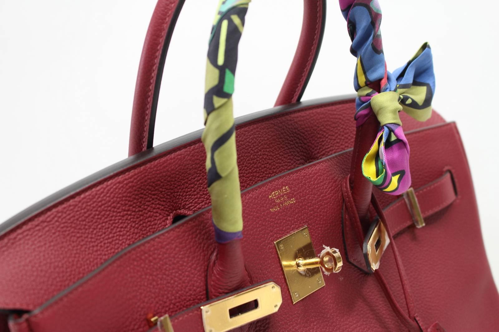 Brown Hermès Rouge Grenat Burgundy 35 cm Togo Birkin Bag