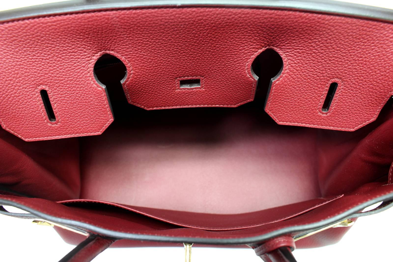 Women's Hermès Rouge Grenat Burgundy 35 cm Togo Birkin Bag