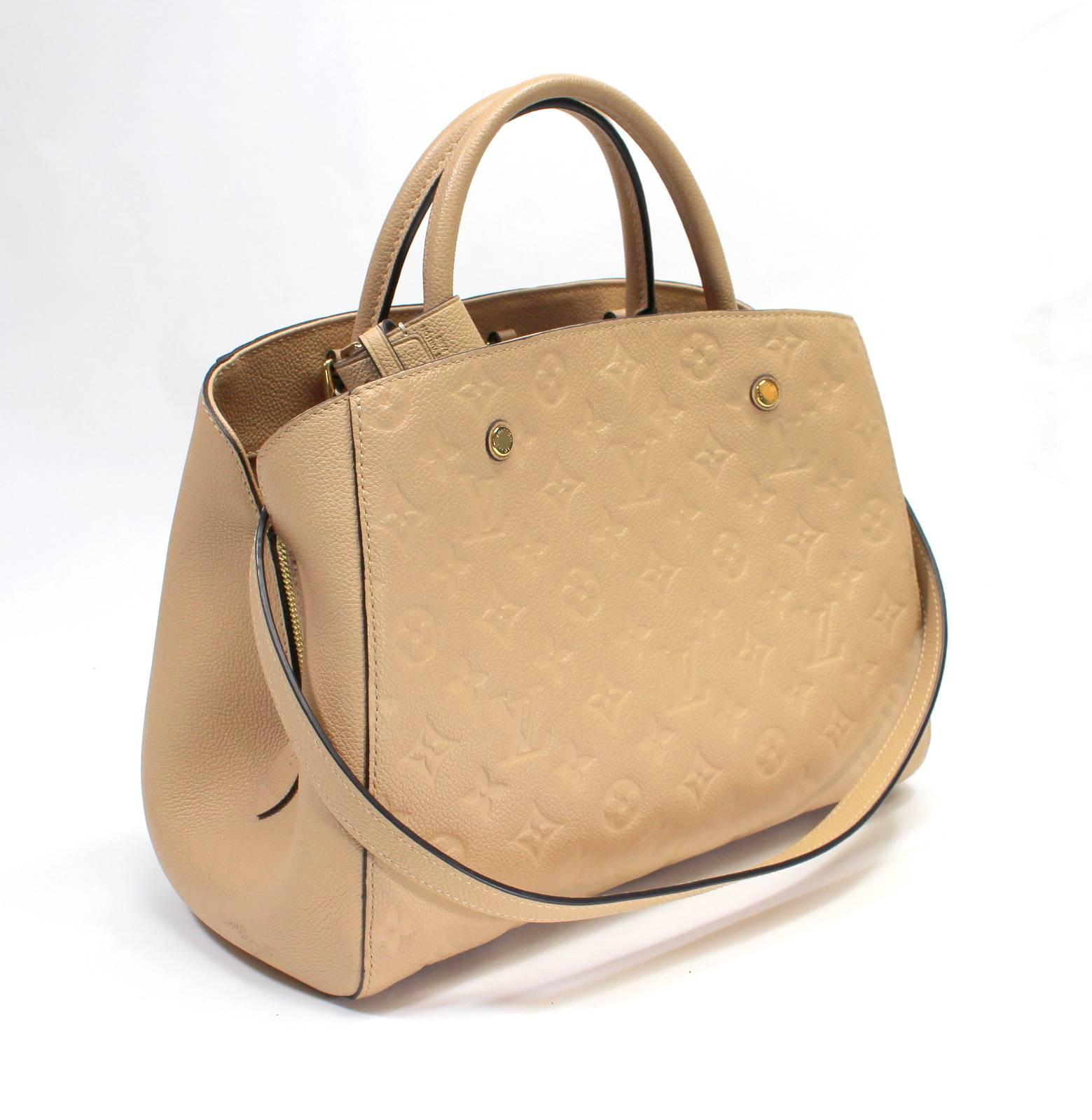 Brown Louis Vuitton Dune Monogram Empreinte Leather Montaigne MM Bag For Sale