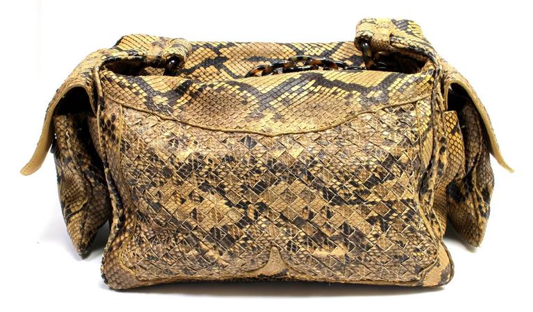 Bottega Veneta Brown Python Crocker Bag For Sale at 1stDibs