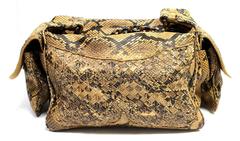 Bottega Veneta Brown Python Crocker Bag