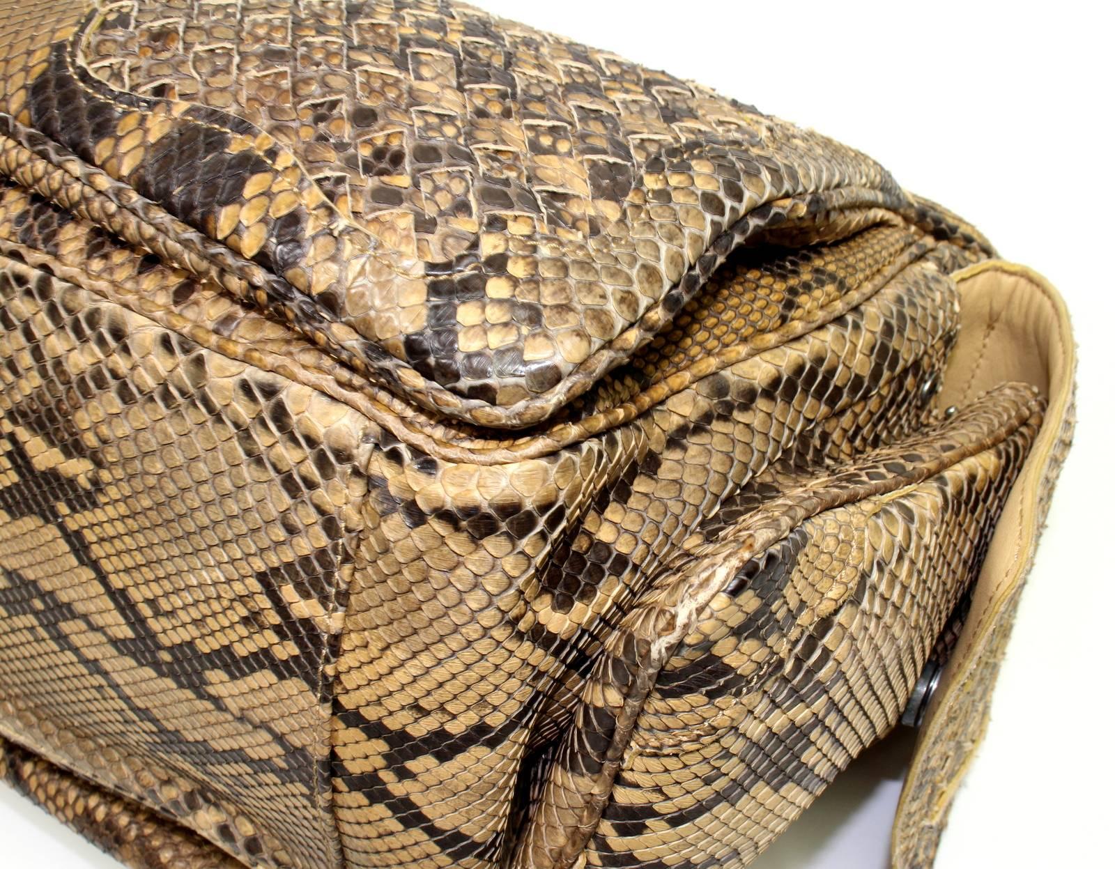 Bottega Veneta Brown Python Crocker Bag For Sale 1