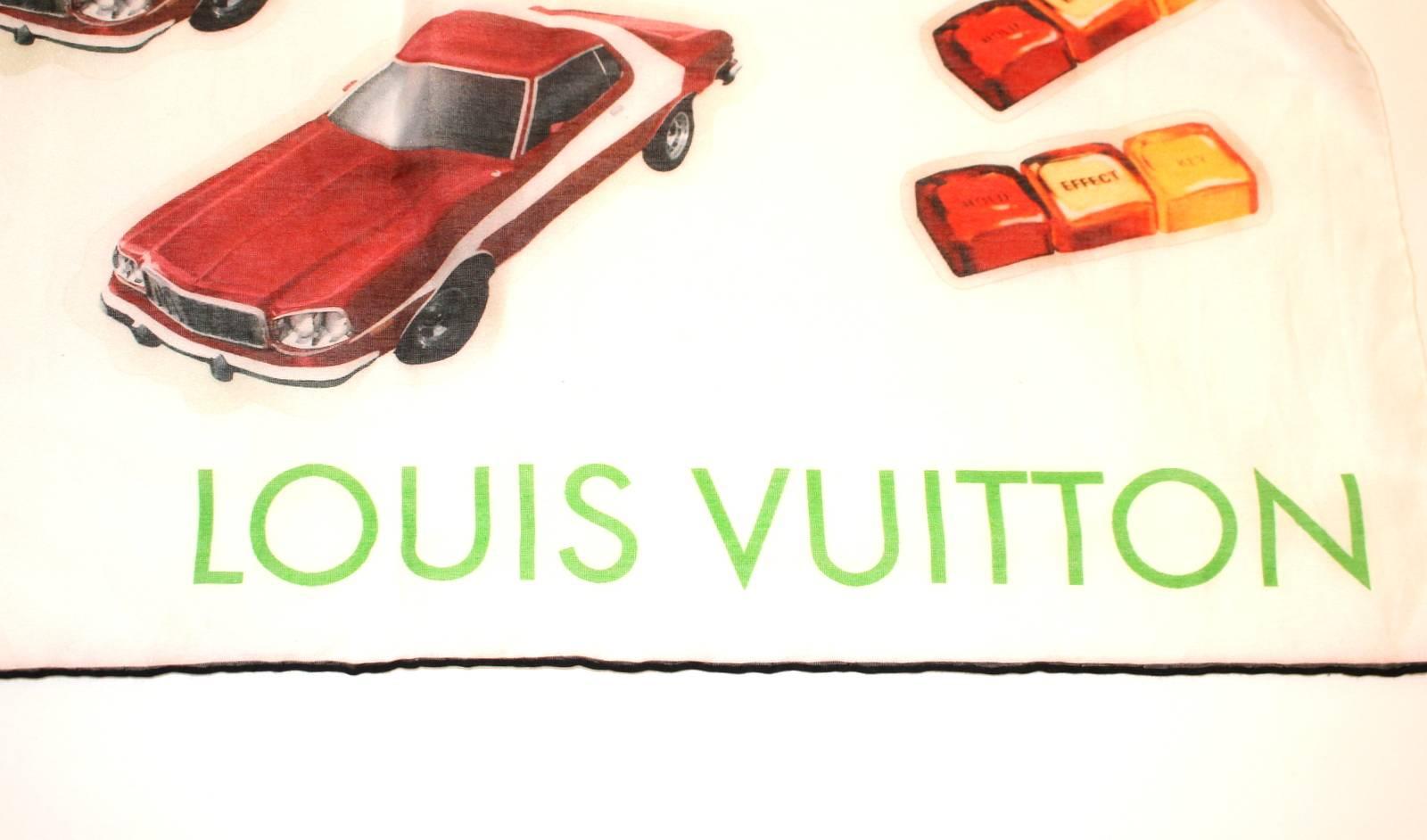 Women's Louis Vuitton White Multi Animation Stickers Stole