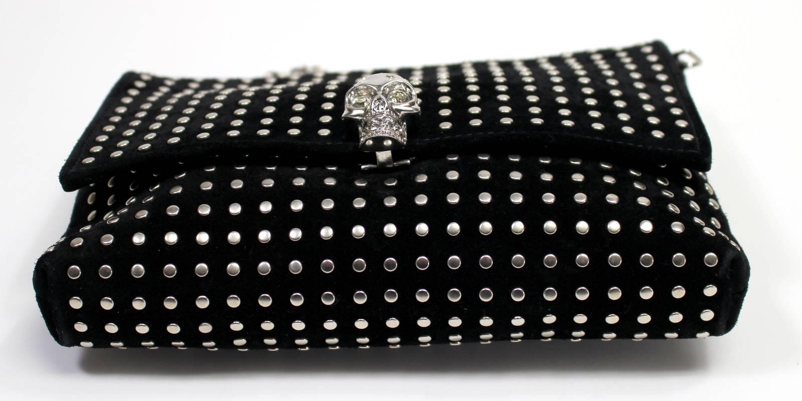 Women's Alexander McQueen Black Suede Clutch Cross Body Bag