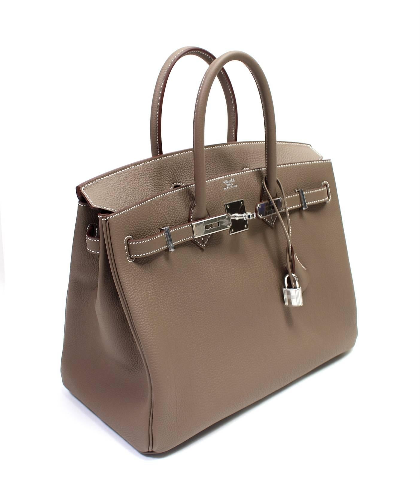 Brown Hermès Etoupe Togo 35 cm Birkin Bag with Palladium Hardware