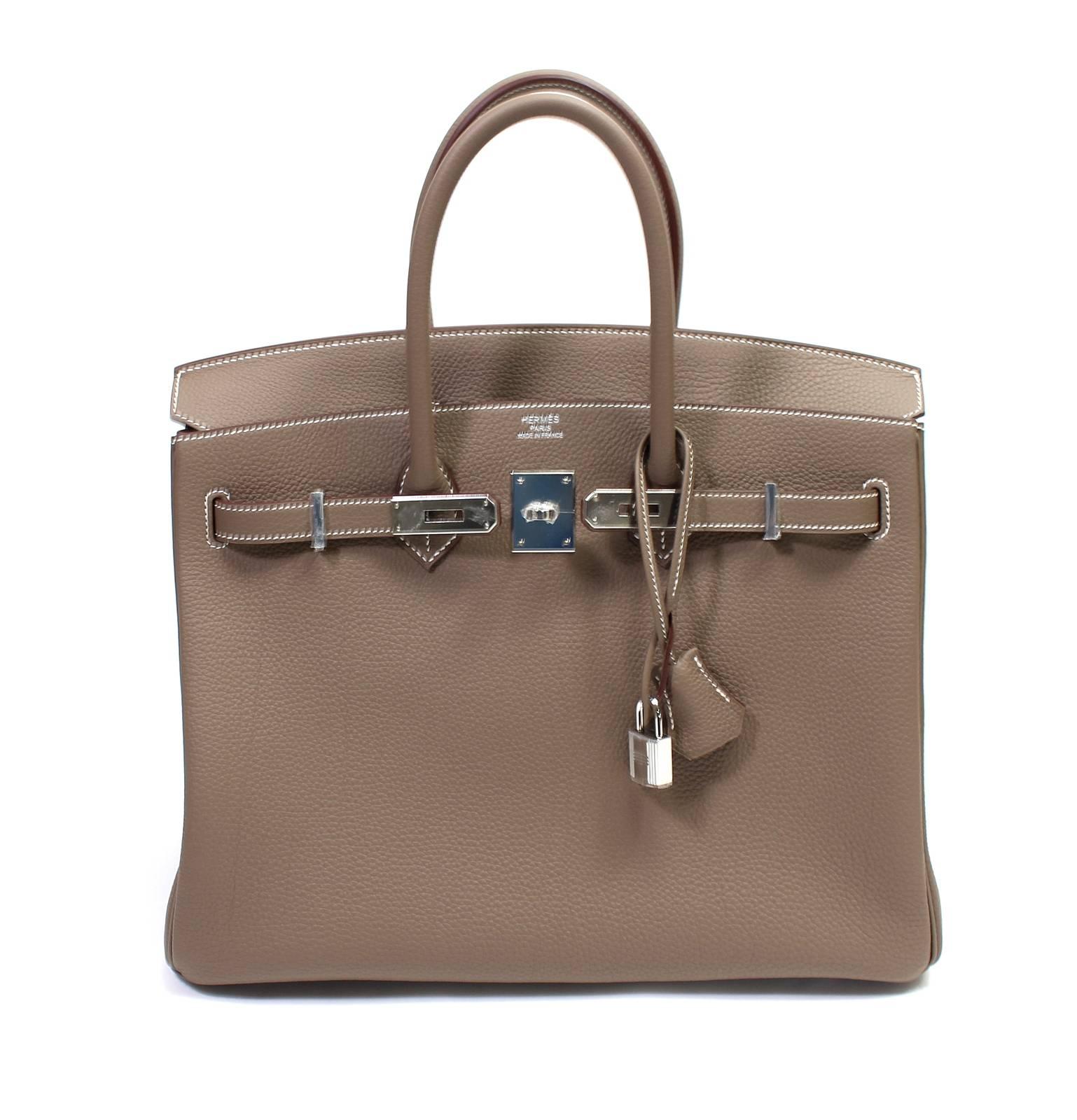 Hermès Etoupe Togo 35 cm Birkin Bag with Palladium Hardware 5