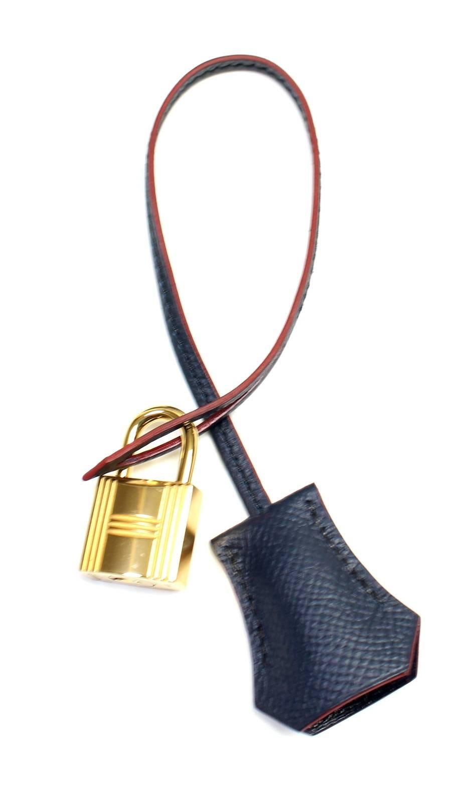 Hermes Bleu Indigo and Rouge H Epsom 35 cm Contour Birkin Bag with GHW 4