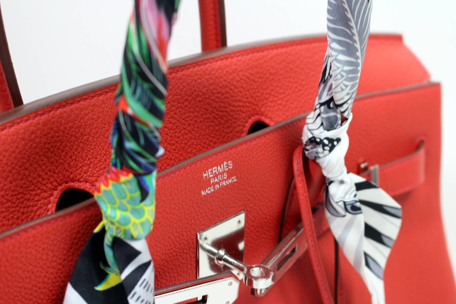 Women's Hermès Geranium Togo 35 cm Birkin Bag with Palladium For Sale