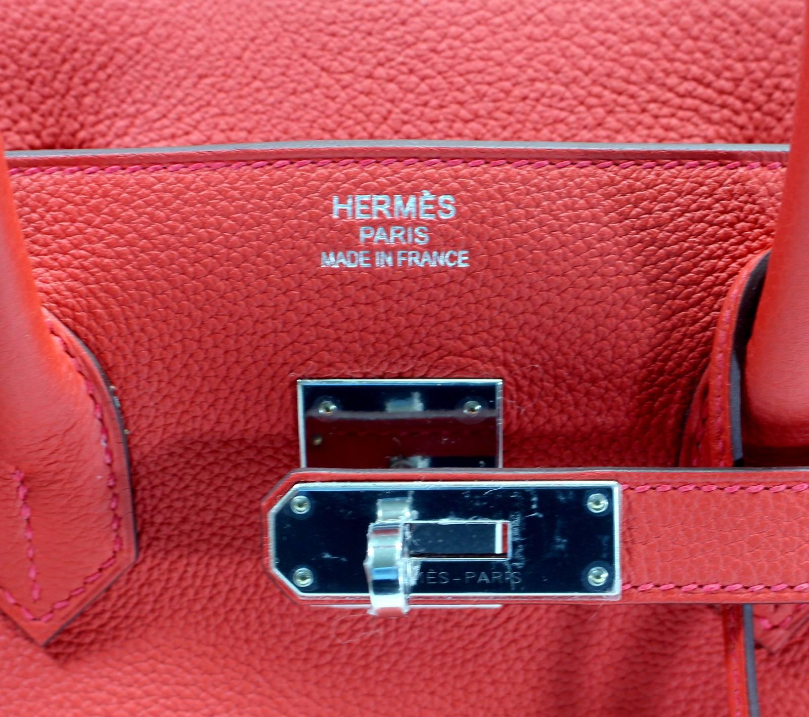 Hermès Geranium Togo 35 cm Birkin Bag with Palladium For Sale 1
