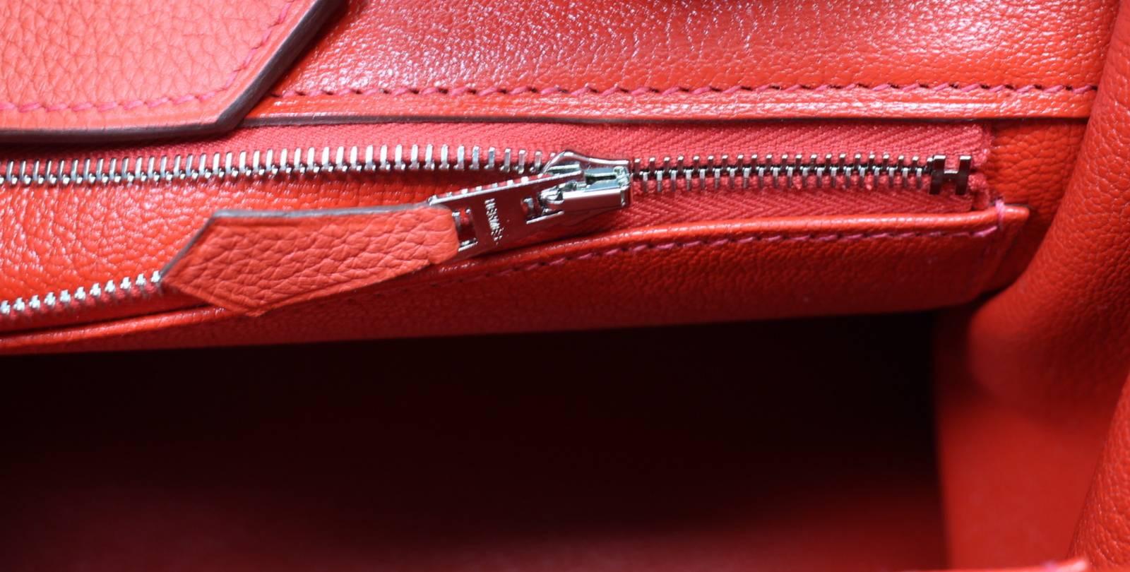 Hermès Geranium Togo 35 cm Birkin Bag with Palladium For Sale 3