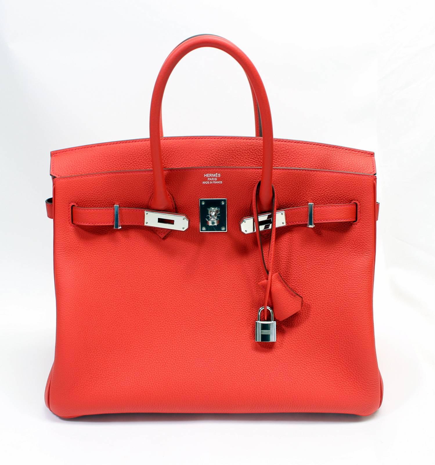 Hermès Geranium Togo 35 cm Birkin Bag with Palladium For Sale 5