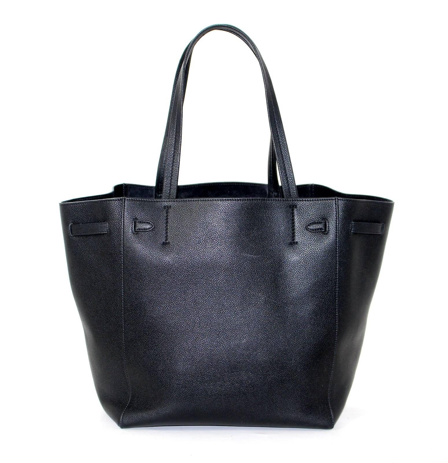 Celine Black Calfskin Cabas Phantom Tote Bag In Excellent Condition In New York City & Hamptons, NY