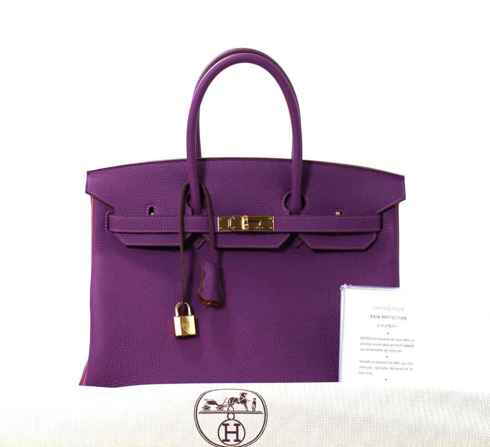Hermès Anemone Purple Togo 35 cm Birkin with Rosy Interior- T stamp 6